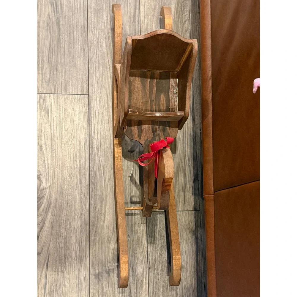 Vintage Wooden Rocking Horse Sleigh Christmas Tabletop Decor